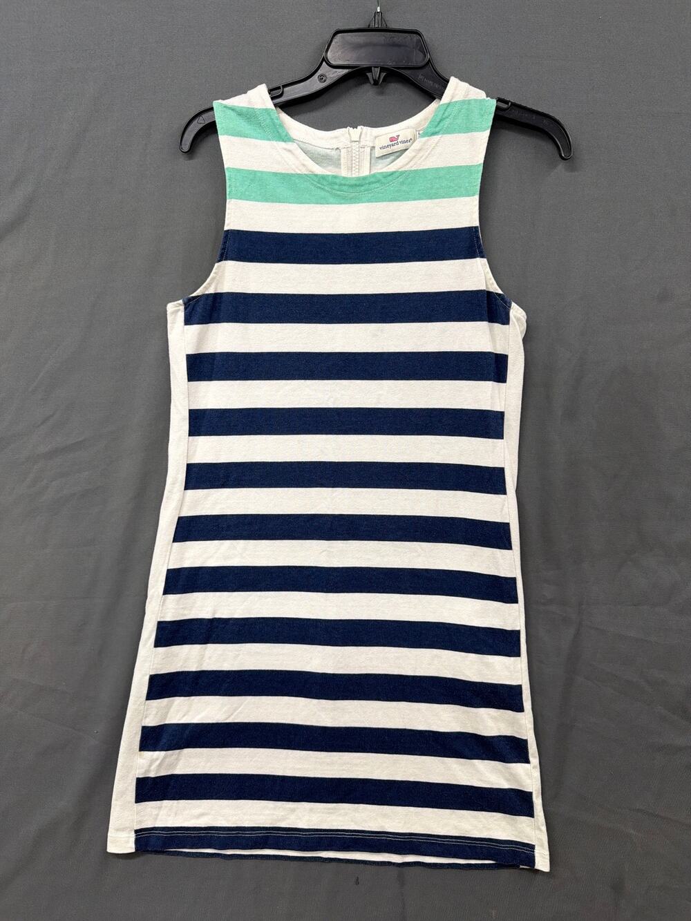 Vineyard Vines Women’s XS Striped Sleeveless Shift Dress Navy Mint White
